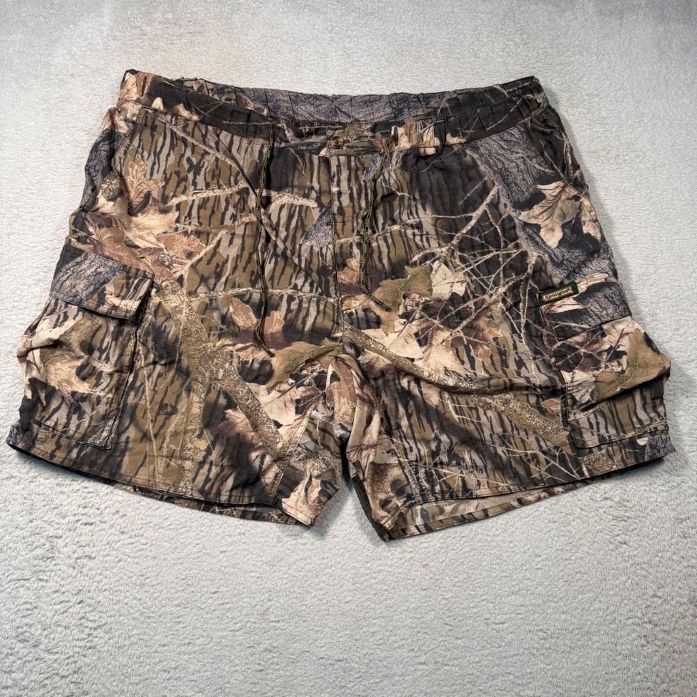 90s Vintage‎ Remington 7" Cargo Shorts Mens 42-44 Brown Mossy Oak Camo Nylon